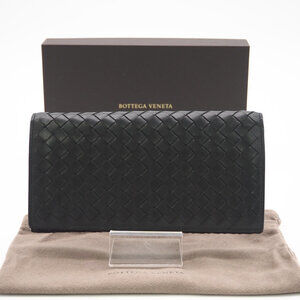 BOTTEGA VENETA Intrecciato Leather Bifold Long Wallet 156819 Black Women's